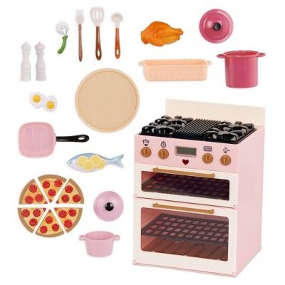 Make & Bake Stove with Oven & Cooking Sounds Accessory Set for 18" Dolls